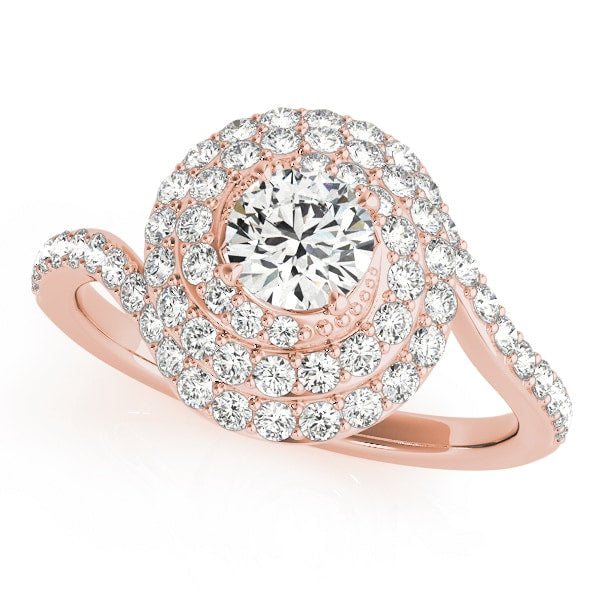 18K Rose Gold 1 3/4 ct tw Halo Diamond Engagement Ring