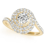 18K Yellow Gold 1 3/4 ct tw Halo Diamond Engagement Ring