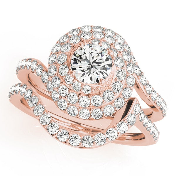 18K Rose Gold 1 3/4 ct tw Halo Diamond Engagement Ring