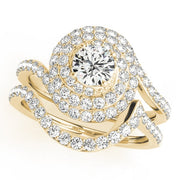 14K Yellow Gold 1 3/4 ct tw Halo Diamond Engagement Ring