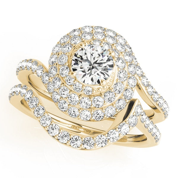 14K Yellow Gold 1 3/4 ct tw Halo Diamond Engagement Ring