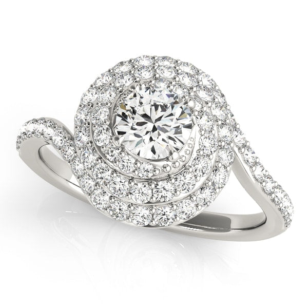 14K White Gold 1 3/4 ct tw Halo Diamond Engagement Ring
