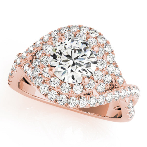 14K Rose Gold 1 5/8 ct tw Halo Diamond Engagement Ring