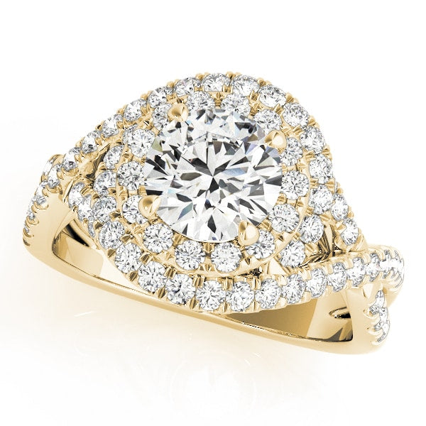 18K Yellow Gold 1 5/8 ct tw Halo Diamond Engagement Ring