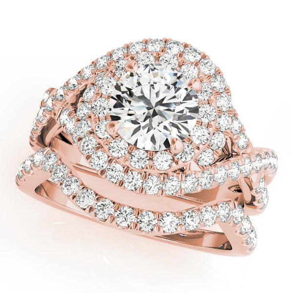 14K Rose Gold 1 5/8 ct tw Halo Diamond Engagement Ring