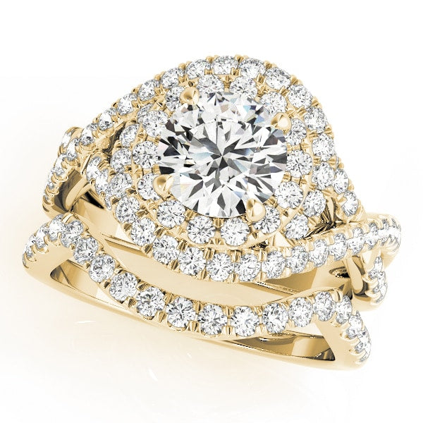 18K Yellow Gold 1 5/8 ct tw Halo Diamond Engagement Ring