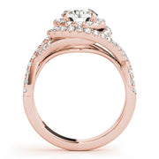 14K Rose Gold 1 5/8 ct tw Halo Diamond Engagement Ring