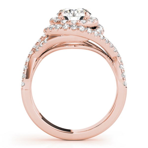 14K Rose Gold 1 5/8 ct tw Halo Diamond Engagement Ring