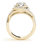 18K Yellow Gold 1 5/8 ct tw Halo Diamond Engagement Ring