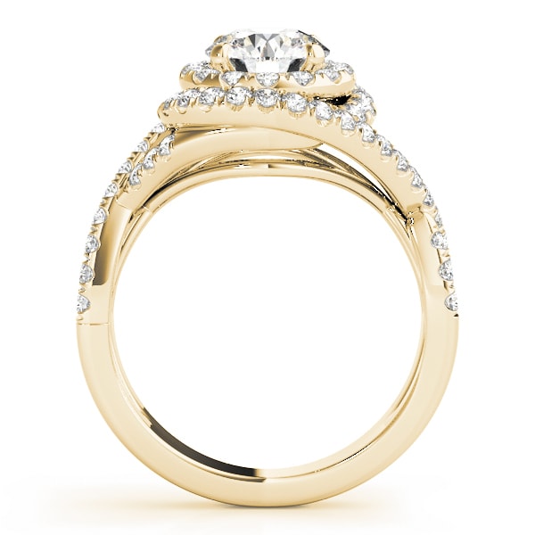 18K Yellow Gold 1 5/8 ct tw Halo Diamond Engagement Ring