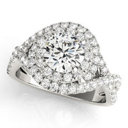 18K White Gold 1 5/8 ct tw Halo Diamond Engagement Ring
