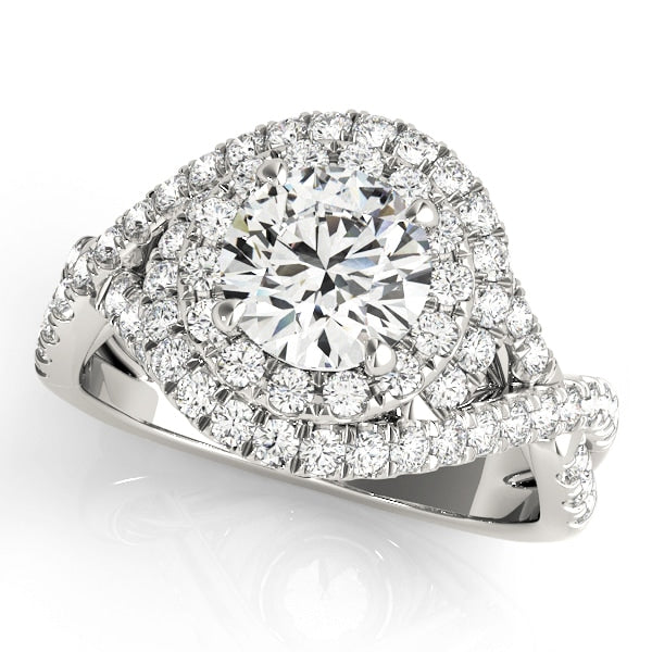 18K White Gold 1 5/8 ct tw Halo Diamond Engagement Ring