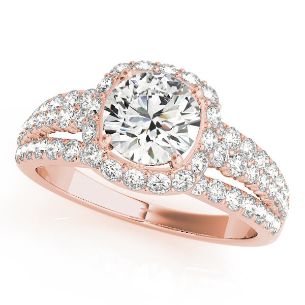 14K Rose Gold 1 7/8 ct tw Halo Diamond Engagement Ring