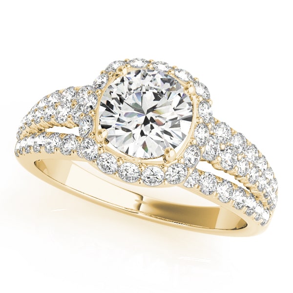 14K Yellow Gold 1 7/8 ct tw Halo Diamond Engagement Ring
