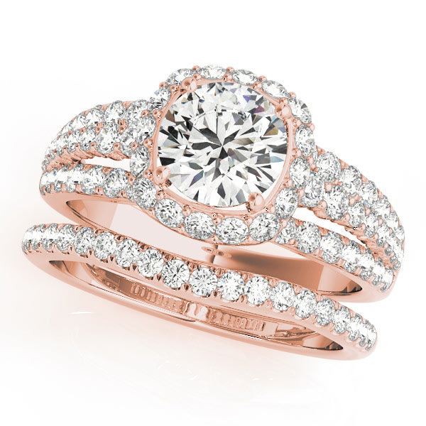 14K Rose Gold 1 7/8 ct tw Halo Diamond Engagement Ring