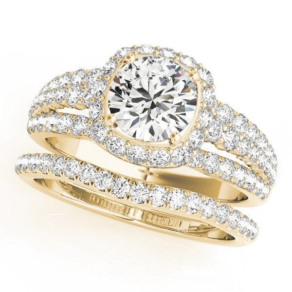 18K Yellow Gold 1 7/8 ct tw Halo Diamond Engagement Ring