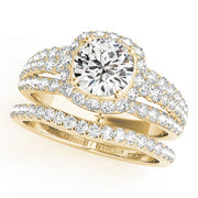 18K Yellow Gold 1 7/8 ct tw Halo Diamond Engagement Ring