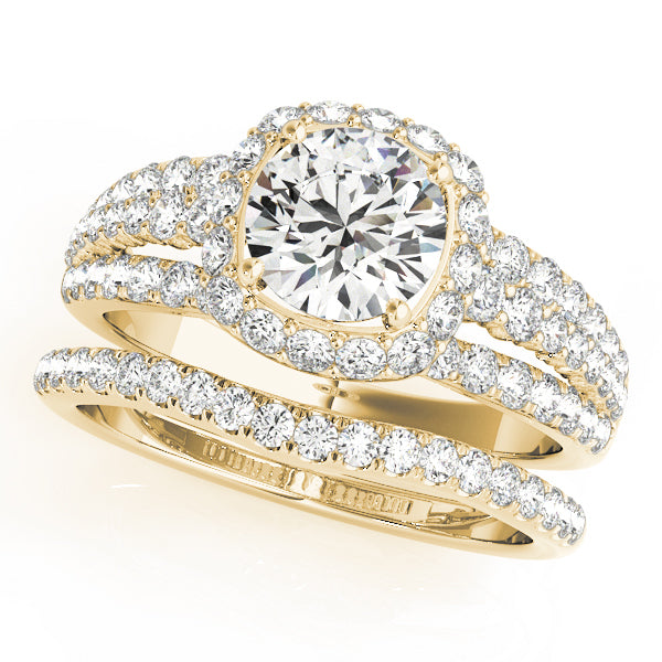 18K Yellow Gold 1 7/8 ct tw Halo Diamond Engagement Ring