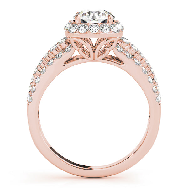 14K Rose Gold 1 7/8 ct tw Halo Diamond Engagement Ring