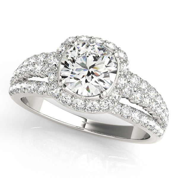 14K White Gold 1 7/8 ct tw Halo Diamond Engagement Ring