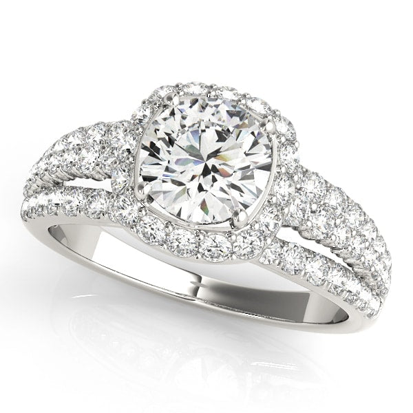 18K White Gold 1 7/8 ct tw Halo Diamond Engagement Ring
