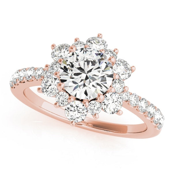 18K Rose Gold 1 7/8 ct tw Halo Diamond Engagement Ring