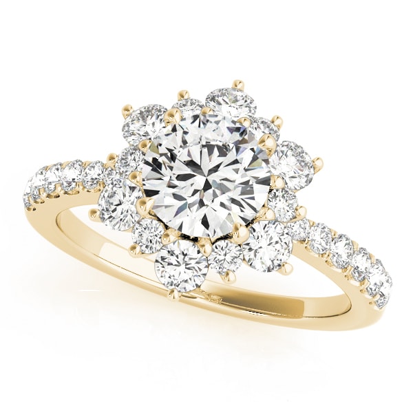 14K Yellow Gold 1 7/8 ct tw Halo Diamond Engagement Ring
