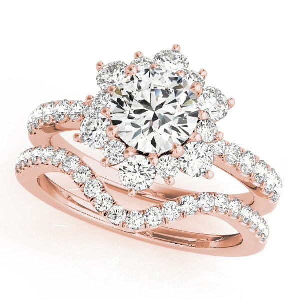 18K Rose Gold 1 7/8 ct tw Halo Diamond Engagement Ring