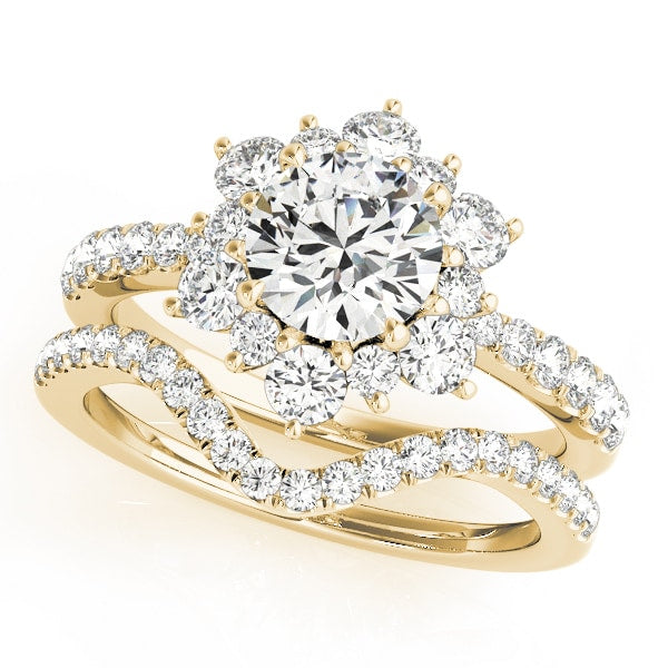 14K Yellow Gold 1 7/8 ct tw Halo Diamond Engagement Ring