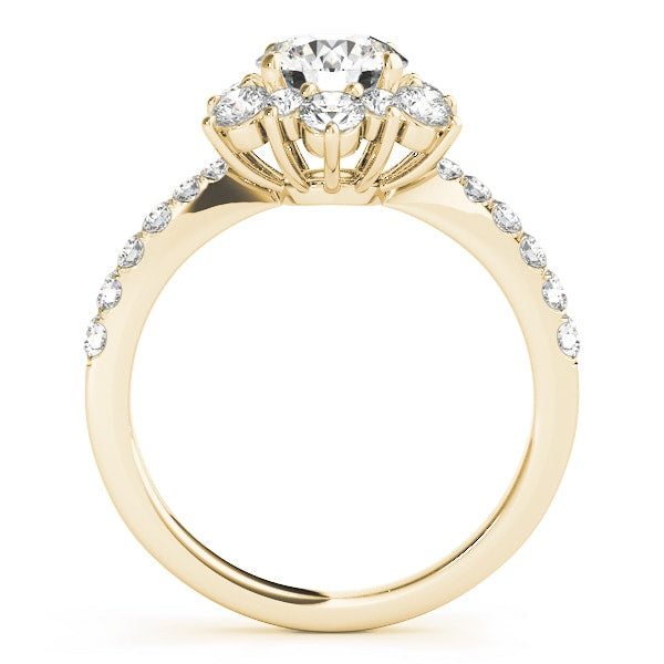18K Yellow Gold 1 7/8 ct tw Halo Diamond Engagement Ring