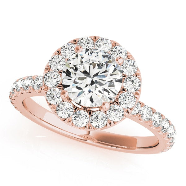 18K Rose Gold 1 1/2 ct tw Halo Diamond Engagement Ring
