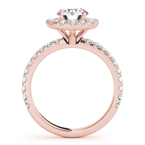 18K Rose Gold 1 1/2 ct tw Halo Diamond Engagement Ring