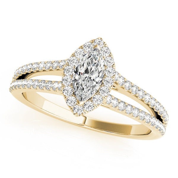 18K Yellow Gold 1 1/3 ct tw Halo Diamond Engagement Ring