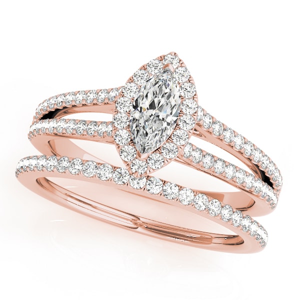 14K Rose Gold 1 1/3 ct tw Halo Diamond Engagement Ring