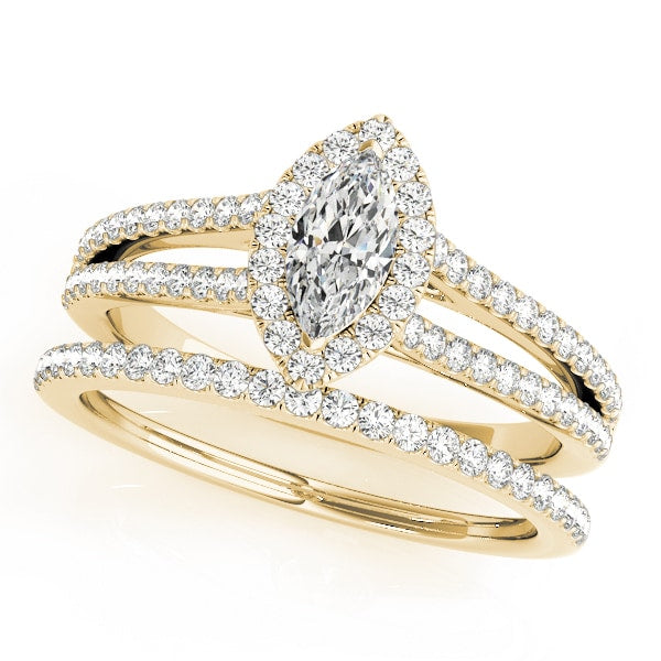 14K Yellow Gold 1 1/3 ct tw Halo Diamond Engagement Ring