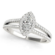 18K White Gold 1 1/3 ct tw Halo Diamond Engagement Ring