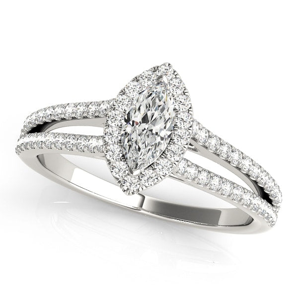 18K White Gold 1 1/3 ct tw Halo Diamond Engagement Ring