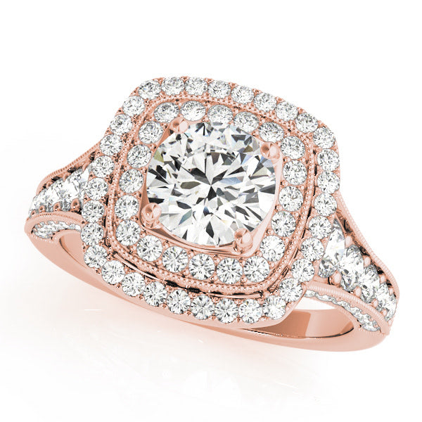 18K Rose Gold 1 7/8 ct tw Halo Diamond Engagement Ring
