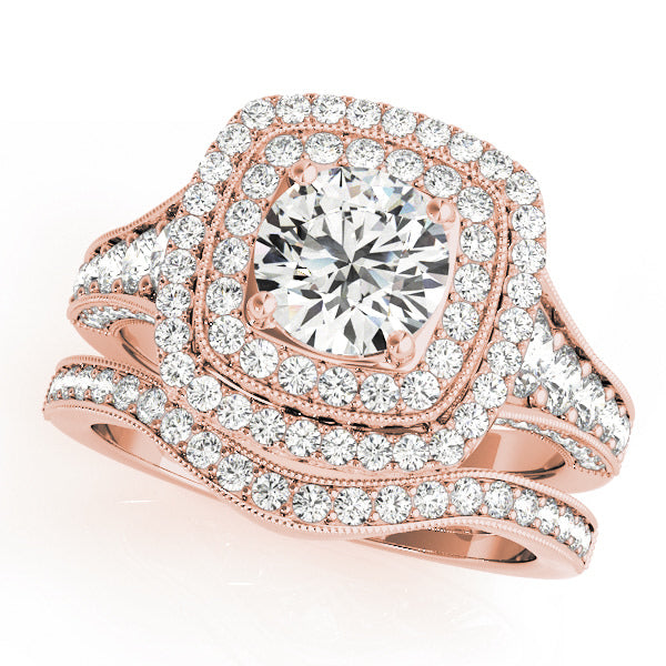 14K Rose Gold 1 7/8 ct tw Halo Diamond Engagement Ring