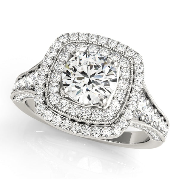Platinum 1 7/8 ct tw Halo Diamond Engagement Ring
