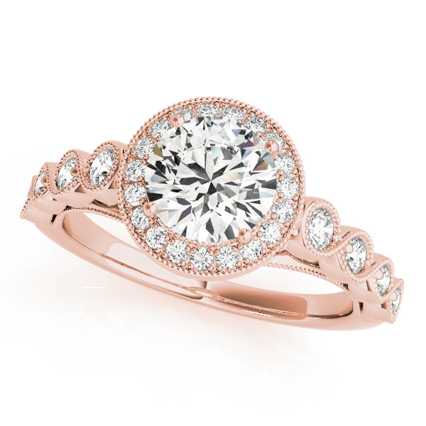 14K Rose Gold 1 1/3 ct tw Halo Diamond Engagement Ring