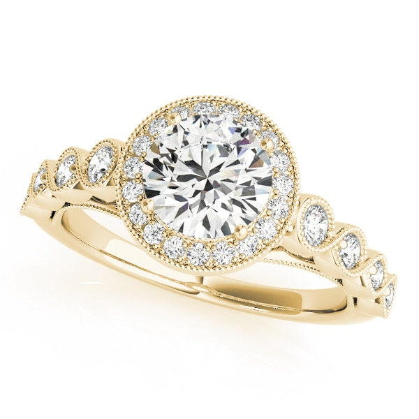 18K Yellow Gold 1 1/3 ct tw Halo Diamond Engagement Ring