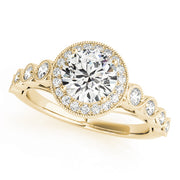 18K Yellow Gold 1 1/3 ct tw Halo Diamond Engagement Ring