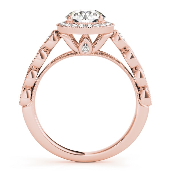 18K Rose Gold 1 1/3 ct tw Halo Diamond Engagement Ring