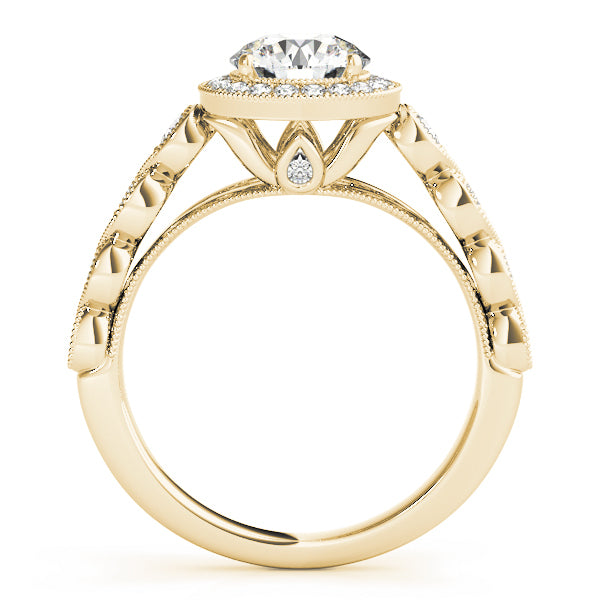 14K Yellow Gold 1 1/3 ct tw Halo Diamond Engagement Ring