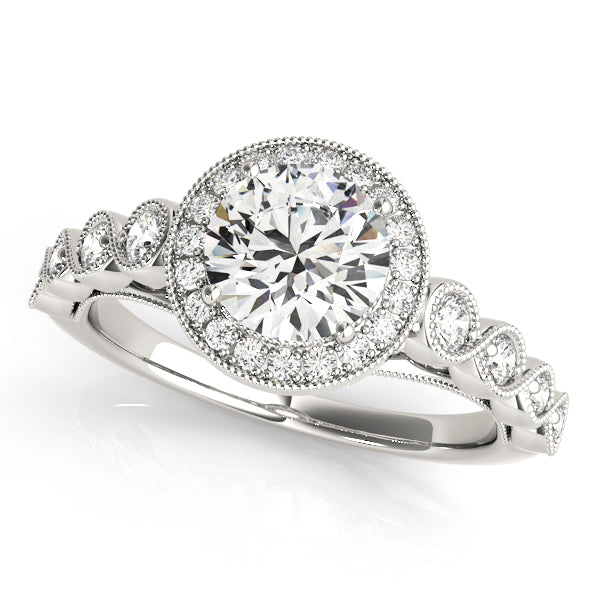 Platinum 1 1/3 ct tw Halo Diamond Engagement Ring