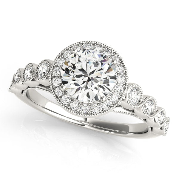 18K White Gold 1 1/3 ct tw Halo Diamond Engagement Ring