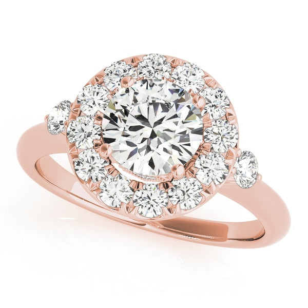 14K Rose Gold 1 3/8 ct tw Halo Diamond Engagement Ring
