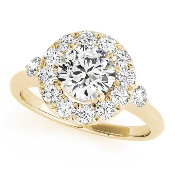 14K Yellow Gold 1 3/8 ct tw Halo Diamond Engagement Ring