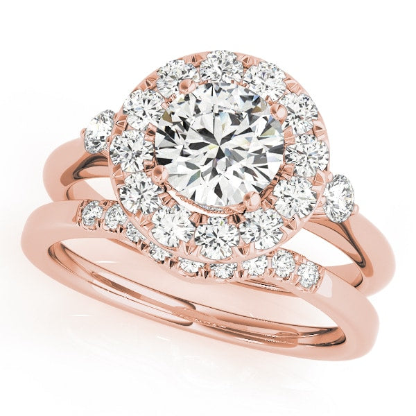 18K Rose Gold 1 3/8 ct tw Halo Diamond Engagement Ring